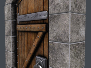 ancient wooden dooranimated Modelo 3D