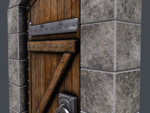 старовинні дерев'яні двері анімовані 3D Модель