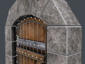 старовинні дерев'яні двері анімовані 3D Модель