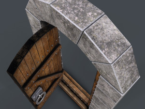 ancient wooden dooranimated Modelo 3D