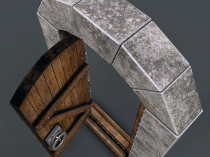 старовинні дерев'яні двері анімовані 3D Модель