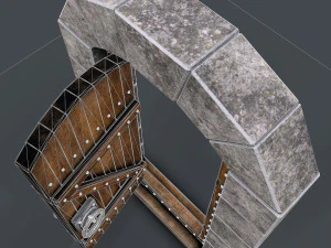 старовинні дерев'яні двері анімовані 3D Модель