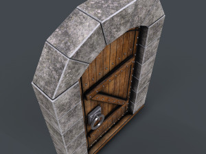 ancient wooden dooranimated Modelo 3D