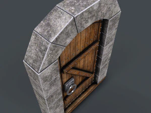 старовинні дерев'яні двері анімовані 3D Модель