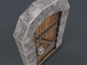 ancient wooden dooranimated Modelo 3D