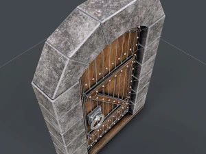 старовинні дерев'яні двері анімовані 3D Модель