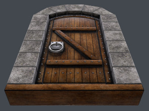 ancient wooden dooranimated Modelo 3D