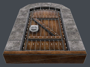 ancient wooden dooranimated Modelo 3D
