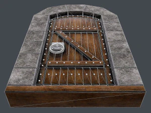 старовинні дерев'яні двері анімовані 3D Модель