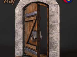 ancient wooden dooranimated Modelo 3D