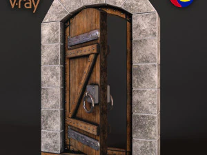 старовинні дерев'яні двері анімовані 3D Модель