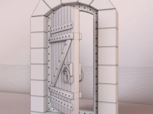 старовинні дерев'яні двері анімовані 3D Модель