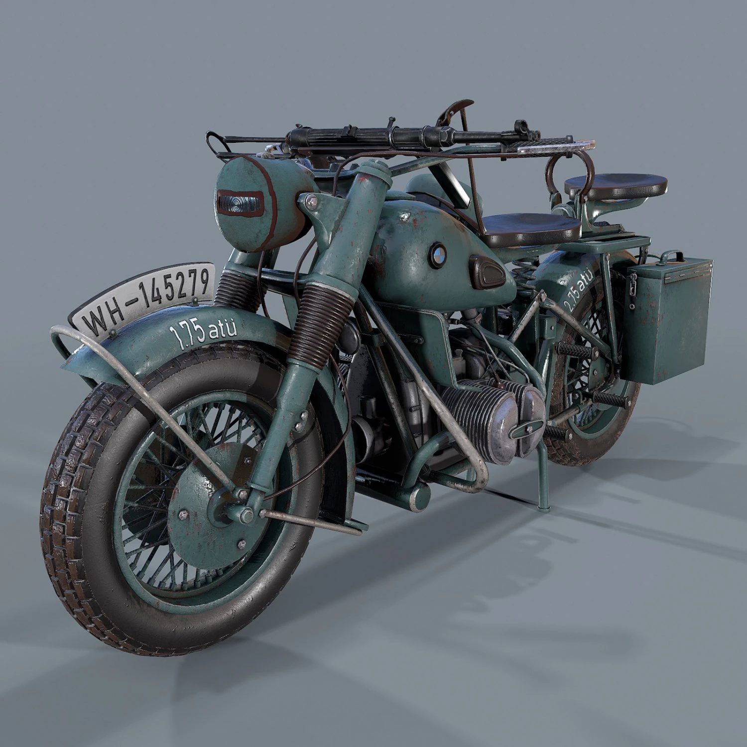 motocicletta tedesca r 75 schwarz grau ww2 Modello 3D .c4d .max .obj .3ds .fbx .stl .blend