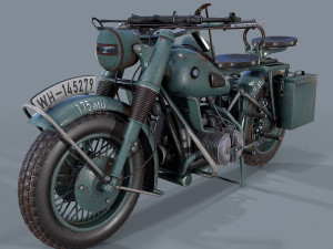 german motorcycle r 75 schwarz grau ww2  3D Model