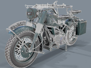 german motorcycle r 75 schwarz grau ww2 Modelo 3D
