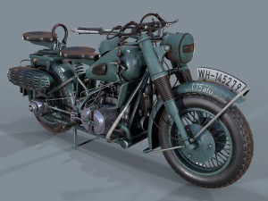 german motorcycle r 75 schwarz grau ww2 Modelo 3D