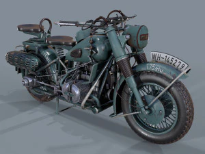 motocicletta tedesca r 75 schwarz grau ww2 Modello 3D