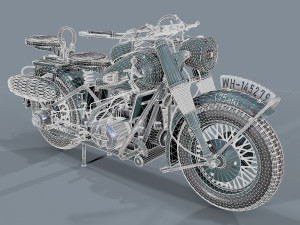german motorcycle r 75 schwarz grau ww2 Modelo 3D