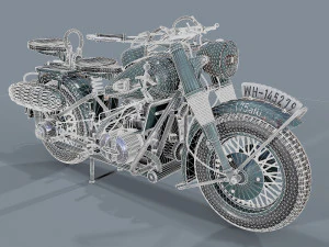 motocicletta tedesca r 75 schwarz grau ww2 Modello 3D