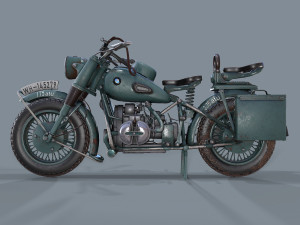 german motorcycle r 75 schwarz grau ww2 Modelo 3D