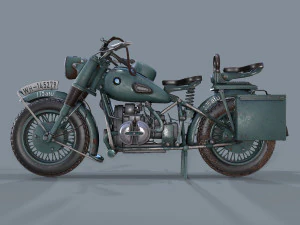 motocicletta tedesca r 75 schwarz grau ww2 Modello 3D