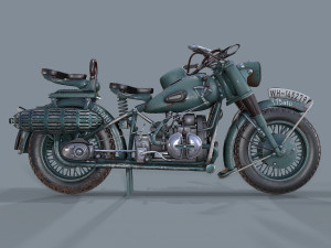 german motorcycle r 75 schwarz grau ww2 Modelo 3D