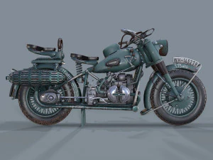 motocicletta tedesca r 75 schwarz grau ww2 Modello 3D