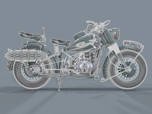 german motorcycle r 75 schwarz grau ww2 Modelo 3D