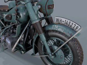 motocicletta tedesca r 75 schwarz grau ww2 Modello 3D