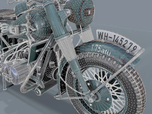 motocicletta tedesca r 75 schwarz grau ww2 Modello 3D