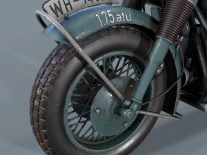 german motorcycle r 75 schwarz grau ww2 Modelo 3D