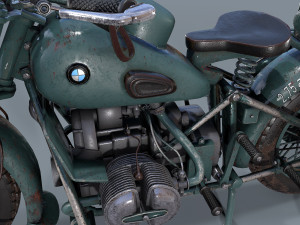 german motorcycle r 75 schwarz grau ww2 Modelo 3D