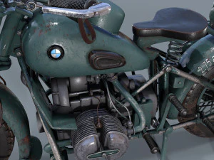 motocicletta tedesca r 75 schwarz grau ww2 Modello 3D