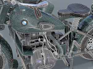 german motorcycle r 75 schwarz grau ww2 Modelo 3D
