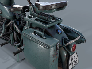 german motorcycle r 75 schwarz grau ww2 Modelo 3D