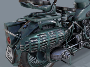 german motorcycle r 75 schwarz grau ww2 Modelo 3D