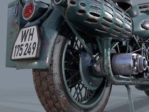 german motorcycle r 75 schwarz grau ww2 Modelo 3D