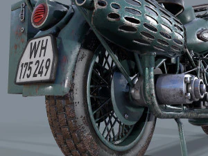 motocicletta tedesca r 75 schwarz grau ww2 Modello 3D