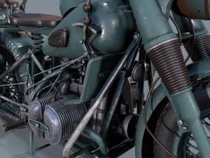 german motorcycle r 75 schwarz grau ww2 Modelo 3D