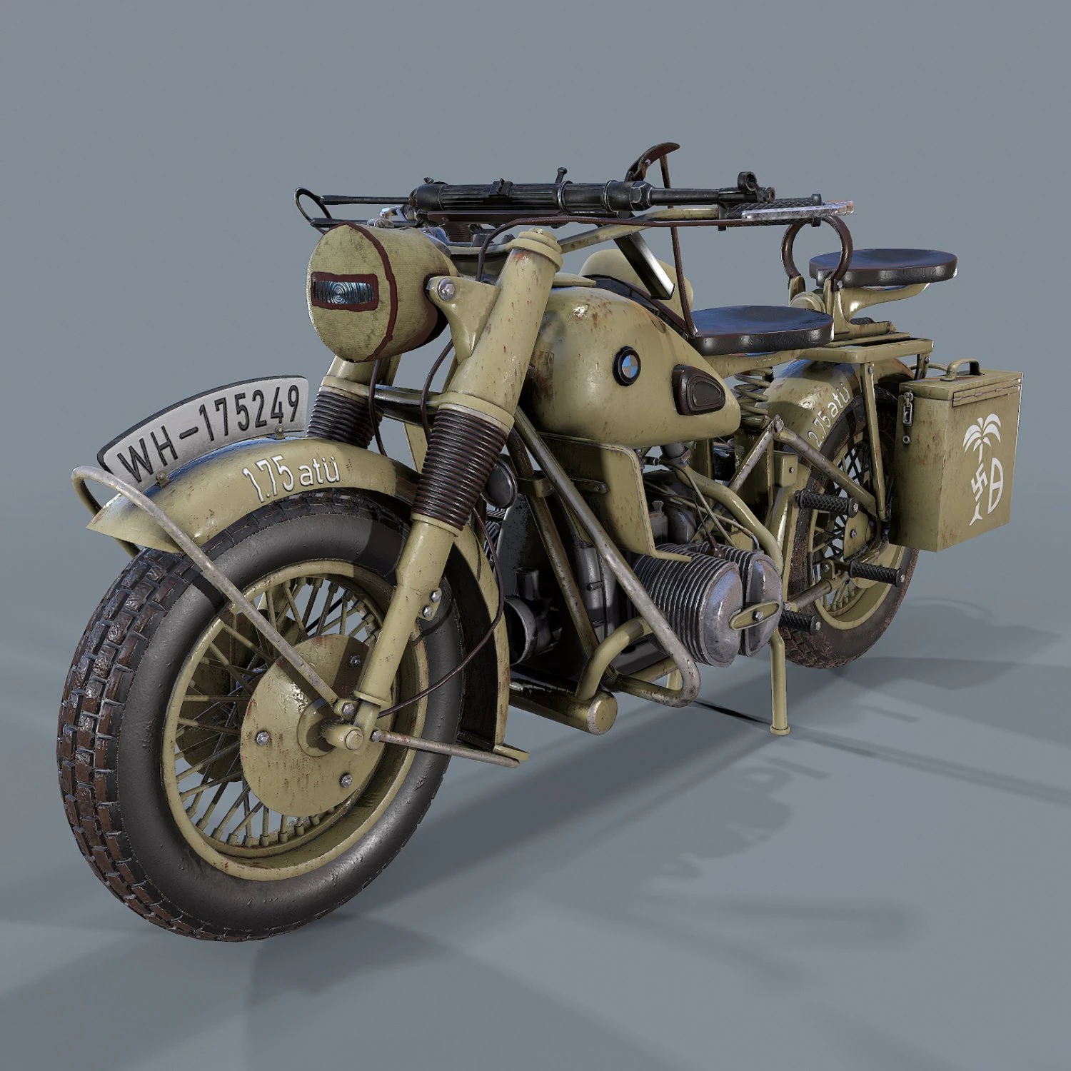 german motorcycle r 75 ww2 3D Model .c4d .max .obj .3ds .fbx .stl .blend