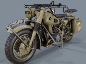 german motorcycle r 75 ww2 3D 模型