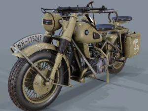 जर्मन मोटरसाइकिल आर 75 ww2 3D मॉडल