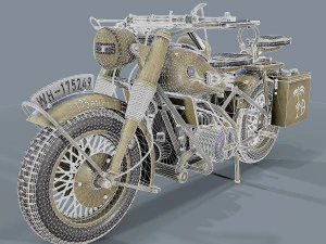 german motorcycle r 75 ww2 3D Model