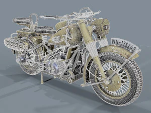 german motorcycle r 75 ww2 3D Model