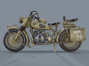 german motorcycle r 75 ww2 3D Model
