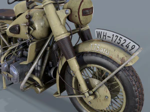 german motorcycle r 75 ww2 3D Model