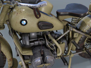 german motorcycle r 75 ww2 3D Model