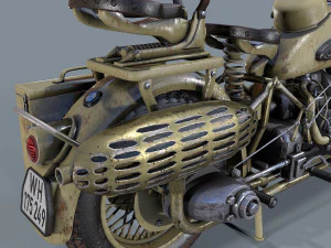 german motorcycle r 75 ww2 3D Model