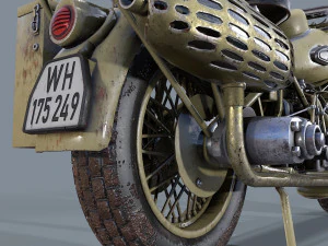 german motorcycle r 75 ww2 3D Model