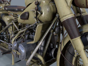 german motorcycle r 75 ww2 3D Model
